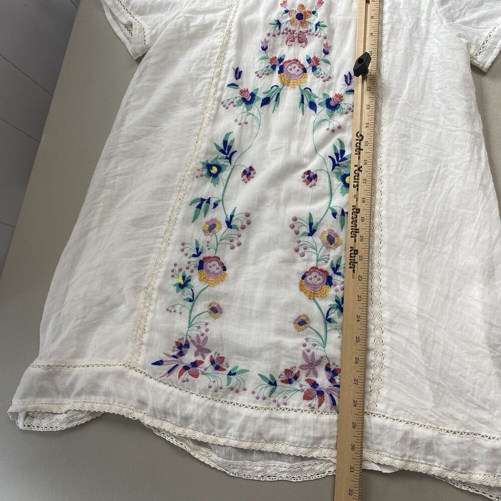 Umgee Tunic Top Women Small White Embroidered Floral Gauze Flowy Coquette Dainty - Picture 11 of 14